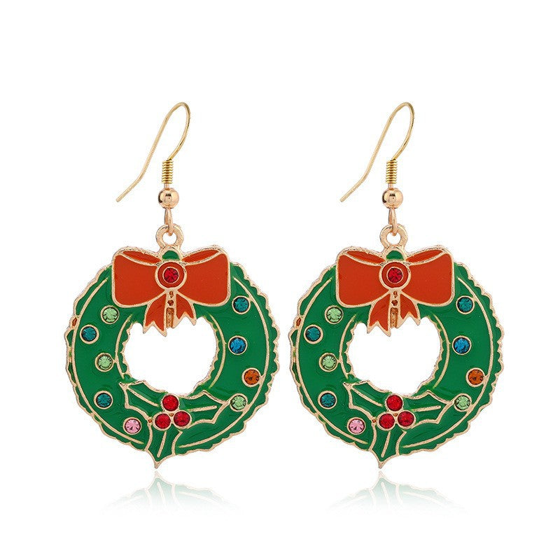 Wholesale Fashion Christmas Cute Cartoon Christmas Tree Bell Light Bulb Snowflake Alloy Earrings